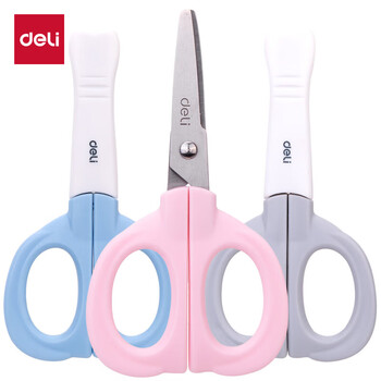 得力（deli）儿童剪刀剪子卡通大象小学生安全手工剪刀圆头美工小剪刀文具一年级幼儿园3-6岁 红色6070