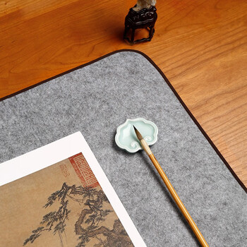 漢墨 纤维包边毛毡垫  耐磨加厚毛笔书法书画毛毡垫子灰色70*100cm 文房四宝毛笔用桌布画毡