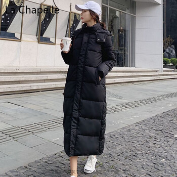 sport拉夏贝尔羽绒服女23年秋冬新款女韩版宽松加厚超长款过膝外套