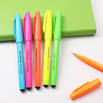 派通（Pentel ）0.5mm荧光笔限定款马卡龙色系水性记号笔 学生重点标注笔 SES15C-FPX 荧光粉