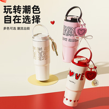 格米（germ）凯斯哈林大容量保温杯女士吸管水杯巨无霸冰霸杯子820ML暮色乐园