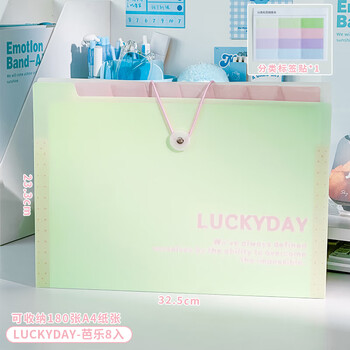 三年二班a4文件夹文件袋多层大容量小学生风琴包插页试卷收纳袋初中生高中生资料册办公用品 LUCKYDAY-芭乐