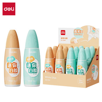 得力（deli）30ml迷你高粘手工白胶 学生开学文具DIY白乳胶 无甲醛可水洗胶水 学习用品 颜色随机1支 JS160