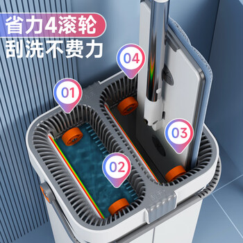 佳帮手平板拖把40cm2布家用一拖净免手洗2026带桶一套墩布拖布拖地神器