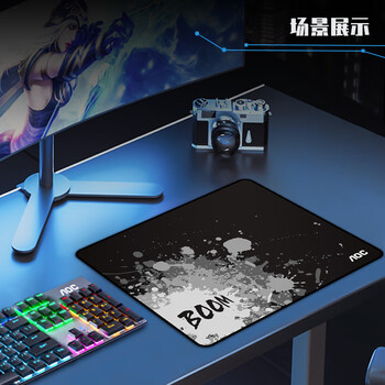 AOC全属性系列电竞游戏鼠标垫中小号350*300*4mm加厚锁边办公键盘电脑书桌垫M131/93BOOM黑色