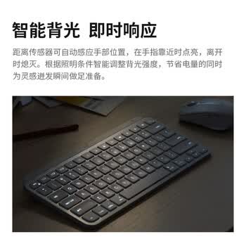 罗技（Logitech）大师系列 MX Keys Mini无线蓝牙键盘 高端办公智能背光 带接收器 商用版 石墨黑