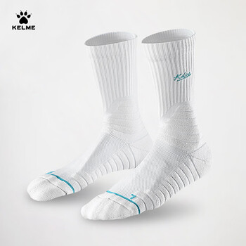 卡尔美（KELME）篮球袜男专业实战长筒袜青少年夏季运动跑步袜子 白蓝色 L