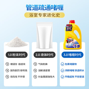 KUMBAZZ管道疏通剂1L装 强力溶解马桶疏通神器下水道地漏厨房啫喱