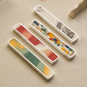 漢墨 镀银木韵镇尺镇纸 创意压纸书法木韵文镇墨影单支10cm 文房四宝桌面用毛笔笔架摆件