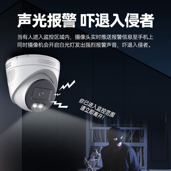 HIKVISION海康威视监控摄像头400万智定义监控器全彩夜视可对讲POE网线供电人脸抓拍 3346EF-LS 2.8MM
