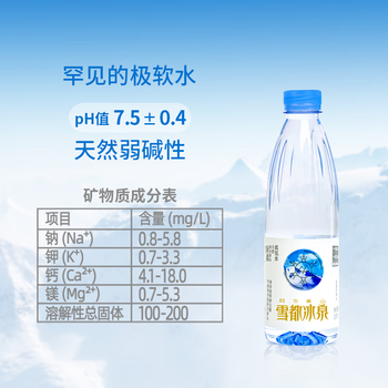 阿尔泰山雪都冰泉天然低氘冰川水500ml*24瓶整箱小瓶高端饮用水低氘水低钠小分子水