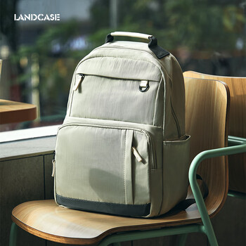 Landcase电脑包双肩包女大容量背包短途旅行包出差行李包书包男 2577浅绿