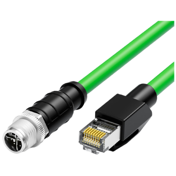 亨通贝尔 M12转RJ45工业网线 高柔电缆 工业级相机编码线缆 直头8芯X型公头（绿）0.3米 HTBE-9007-0.3