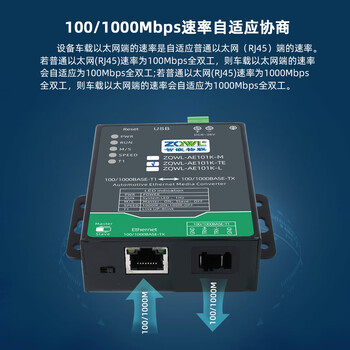 智嵌物联千兆百兆车载以太网转换器100/1000BASE-T1转TX转RJ45 千兆车载以太网转换器(泰科TEMatenet接口)