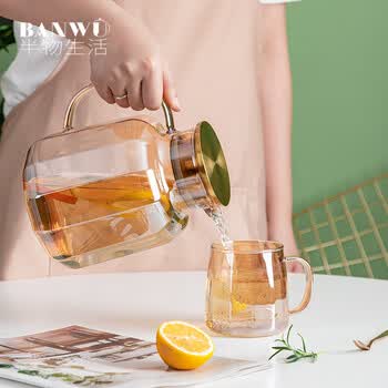 半物生活凉水壶耐高温玻璃水壶轻奢家用冷水壶高档大容量耐热果汁壶凉茶壶