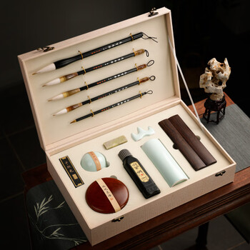 漢墨 书法毛笔套装 笔墨纸砚狼兼毫初学者入门16件套装 文房四宝高档送礼礼盒