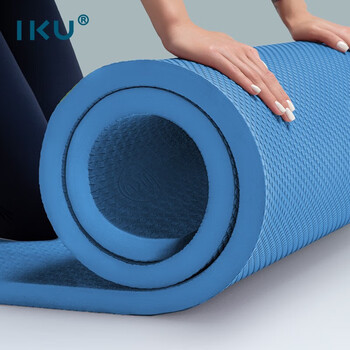 IKU瑜伽垫专业加长加厚20mm防滑健身器材运动垫子61*20蓝色
