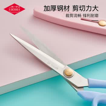 德贤（DE XIAN）230mm剪刀裁缝剪纸家用专业裁剪布衣服装剪子服装缝纫不锈钢轻便便捷 大号粉/蓝色颜色随机k31