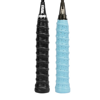 匹克（PEAK）吸汗透气羽毛球拍手胶舒适减震网球拍握把胶龙骨打孔防滑耐用吸汗带 两条装 黑/蓝 YY80102