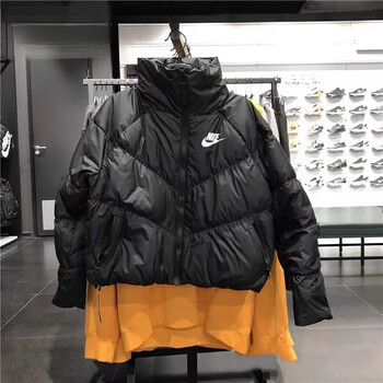耐克nike羽绒服女冬季新款高领短款保暖面包服休闲夹克外套bv2880黑色