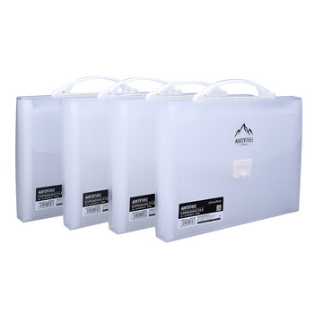 百利文F4320透明白色手提风琴包12格A4试卷收纳袋多层空间文件夹大容量收纳夹试卷夹资料夹