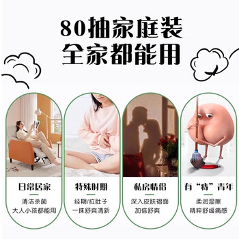 妇炎洁湿厕纸80抽*5包+10抽*5包家庭实惠装男女士专用湿巾擦屁屁洁厕