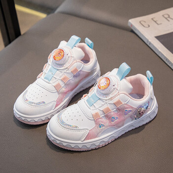 井柏凝儿童运动鞋女童鞋子2023秋季新款透气中大童秋冬旋转纽扣女孩