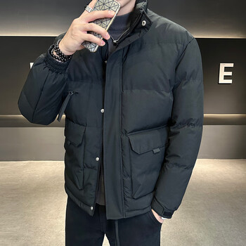 男冬季加厚立领棉服男款外套大码防风抗寒休闲男装棉袄潮黑色m90110斤