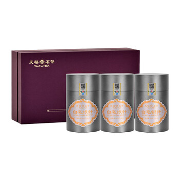 天福茗茶白茶 白毫银针福鼎白茶特级45克*3罐礼盒装送礼茶叶送礼 天福茗茶白茶 白毫银针福鼎白茶特级45克*3罐礼盒装送礼茶叶送礼