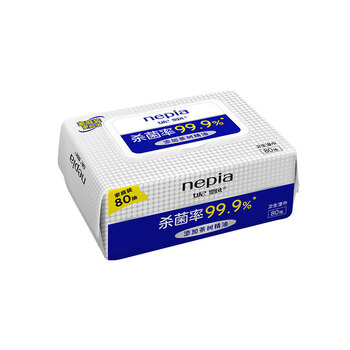 妮飘（Nepia）消毒卫生湿巾除菌率99.9%大包装无刺激清洁湿巾80抽6包