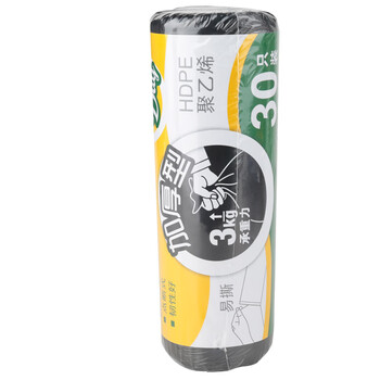 得力（deli）垃圾袋耐磨8角底不破加大便携学生课桌宿舍家庭耐用材质垃圾处理50*60cm 30只/卷 9574