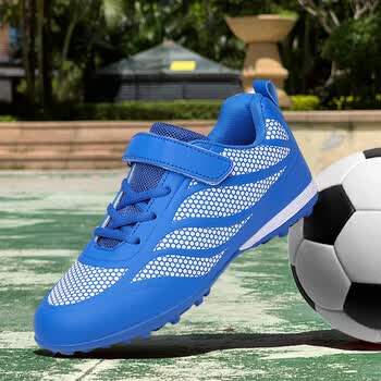 足球鞋儿童女童碎钉小学生训练鞋女孩球鞋男童魔术贴足球装备蓝色82