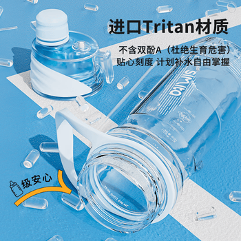 施密特（simita）喷雾运动水杯大容量夏季塑料杯Tritan男女士户外骑行便携饮用水壶
