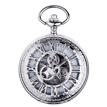 dzq怀旧雕花怀表翻盖小恶魔八卦手动机械怀表翻盖镂空复古项链表学生