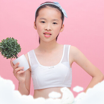 纯棉小背心少女内衣12/13/14/15岁初中学生女孩中大童发育期文胸 白色
