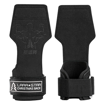 劳拉之星圣诞背牛皮助力带健身手套握力带护腕护掌防滑哑铃引体向上