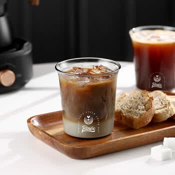 Bincoo玻璃杯咖啡杯简约扩口冷萃冰美式拿铁杯啤酒杯透明水杯茶杯