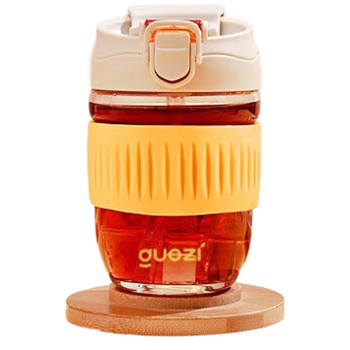 果兹（GUOZI）GZ-J013双饮口玻璃咖啡杯350ml（单位：个）柠檬黄