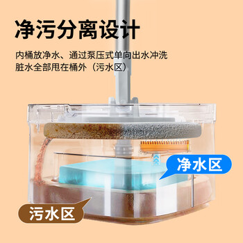 百家好世旋转拖把22cm宽135cm长2拖布家用干湿分离免手洗拖地脱水桶