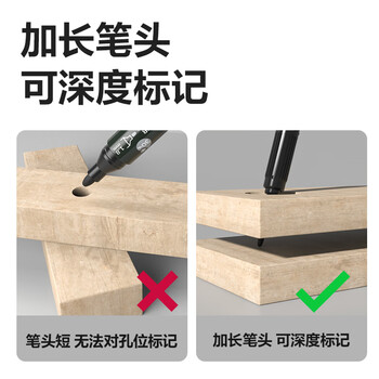 得力（deli）(deli)黑色单头记号笔多功能深孔标记笔 加长笔头办公用品物流工业专用 黑色4支/盒 SK212