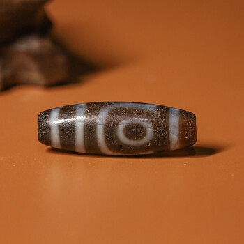 古代两眼天珠玛瑙玉髓措思真品二眼古珠文玩配饰 31*9mm【图片 价格