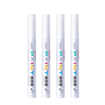 得力（deli）2.0mm轮胎修补油漆笔记号笔马克笔高光笔签字签到手绘涂鸦 清明扫墓石碑碑文笔防水 4支33095 白色