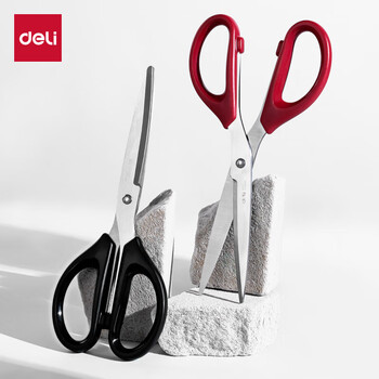 得力(deli)180mm办公生活家用剪刀 中号剪子手工剪纸刀 办公用品 黑色 1把 6009