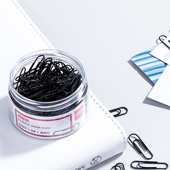 得力（deli）(deli)29mm发黑回形针 3号金属曲别针 黑色防锈处理 200枚/筒 办公室文具用品 0037-B