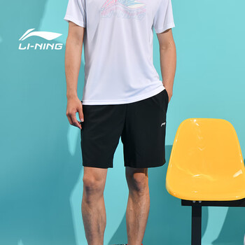 李宁（LI-NING）羽毛球服男款短裤运动跑步裤黑色M码AAPR079-3黑色 XXL