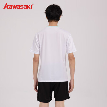 川崎（KAWASAKI）羽毛球服男款专业运动V领短袖+短裤套装B1813 白色 XL