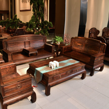 品木客 红木家具 印尼黑酸枝(学名:阔叶黄檀)全实木沙发六件套中式