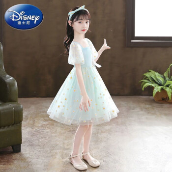 迪士尼女童连衣裙2024夏季新款洋气儿童公主裙大童夏装裙子女孩蓬蓬纱