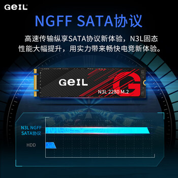 GEIL金邦 1TB SSD固态硬盘 M.2 SATA协议 2280 NGFF 台式机笔记本 高速500MB/S N3L系列
