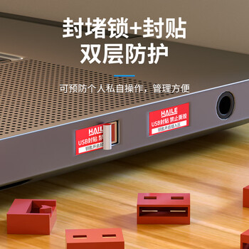 HAILEUSB接口封堵器USB安全锁 端口锁可拆卸 红色10个 HT-FDA-U